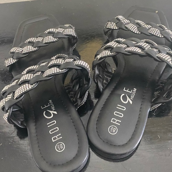 Black & Rhinestone Sandals - Picture 3 of 3